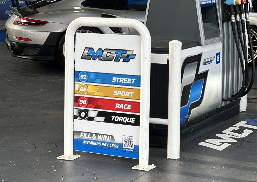 LMCT+ Petrol Preston branding with custom fuel names Street, Sport, Race and Torque displayed on premium pumps