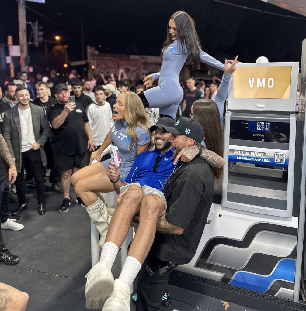 Crowd gathered at the LMCT+ Petrol Preston pre-launch event at night