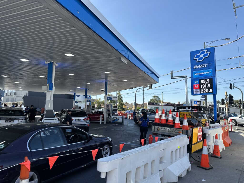 LMCT+ Petrol Safe? price board showing Street Unleaded 91 at $1 per litre