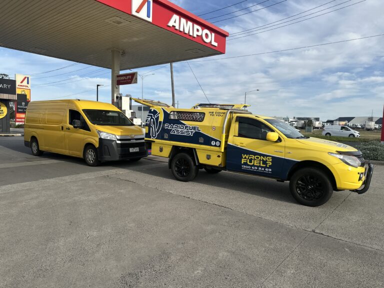 Rapid Fuel Assist wrong fuel rescue northern suburbs Melbourne — draining petrol from diesel Toyota HiAce at Tullamarine