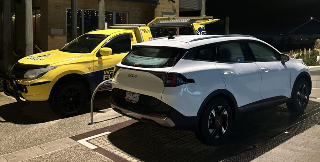 Wrong fuel in a rental car — Rapid Fuel Assist attending Kia EV6 wrong fuel rescue at night in regional Victoria