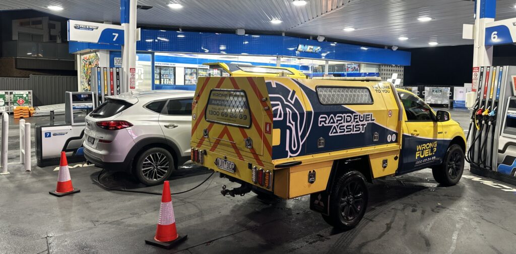 Rapid Fuel Assist attending a wrong fuel call-out at the LMCT Plus Preston petrol station forecourt