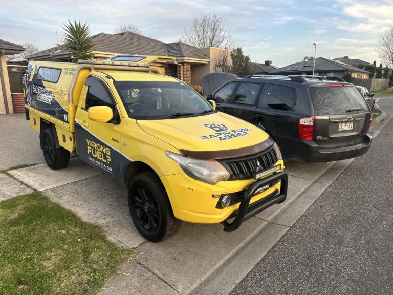 Diesel Kia Carnival with petrol in the tank, drained on site in Cranbourne West, south-east Melbourne